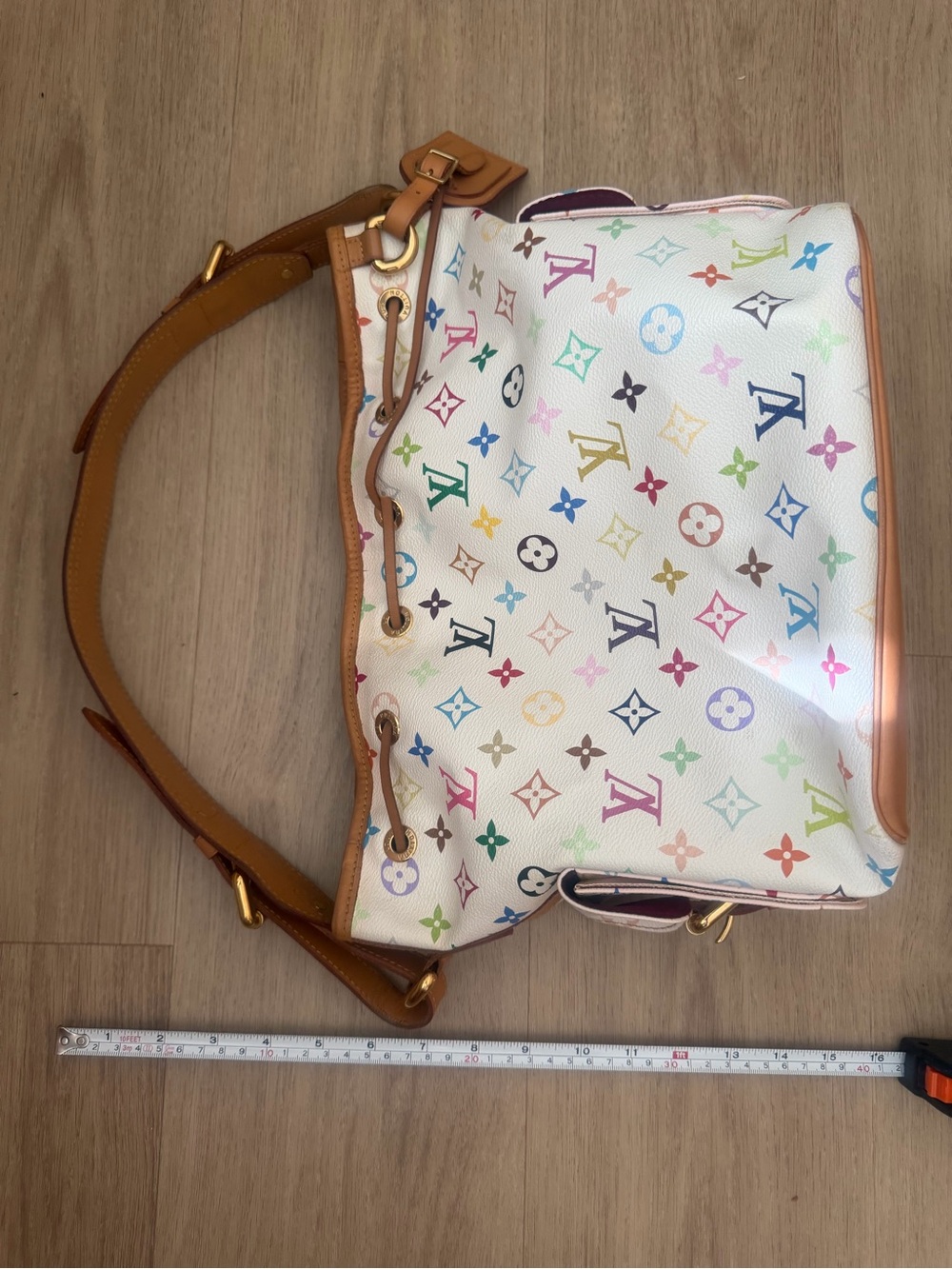 Louis Vuitton x Murakami Vintage White Multicolor Monogram LV Noe Bucket Bag - Picture 2 of 16